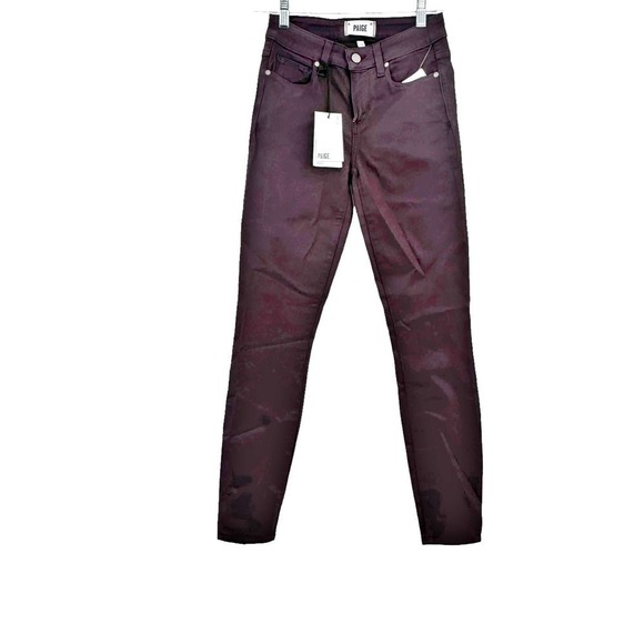 Paige Pinot Noir Coated Verdugo Ankle Skinny Jeans Wine Size 26 NWT - Picture 4 of 12